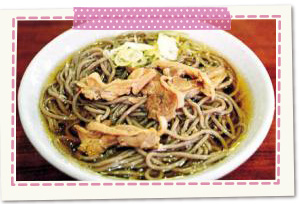 Native district food chilled Niku soba of Kahoku-cho
